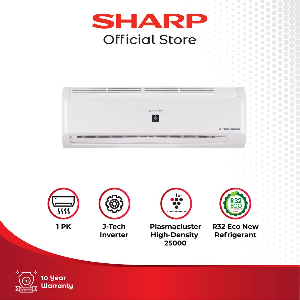 Sharp AC Inverter Plasmacluster Series AH-XP10BMY - 1.0/1 PK with Ion Plasmacluster