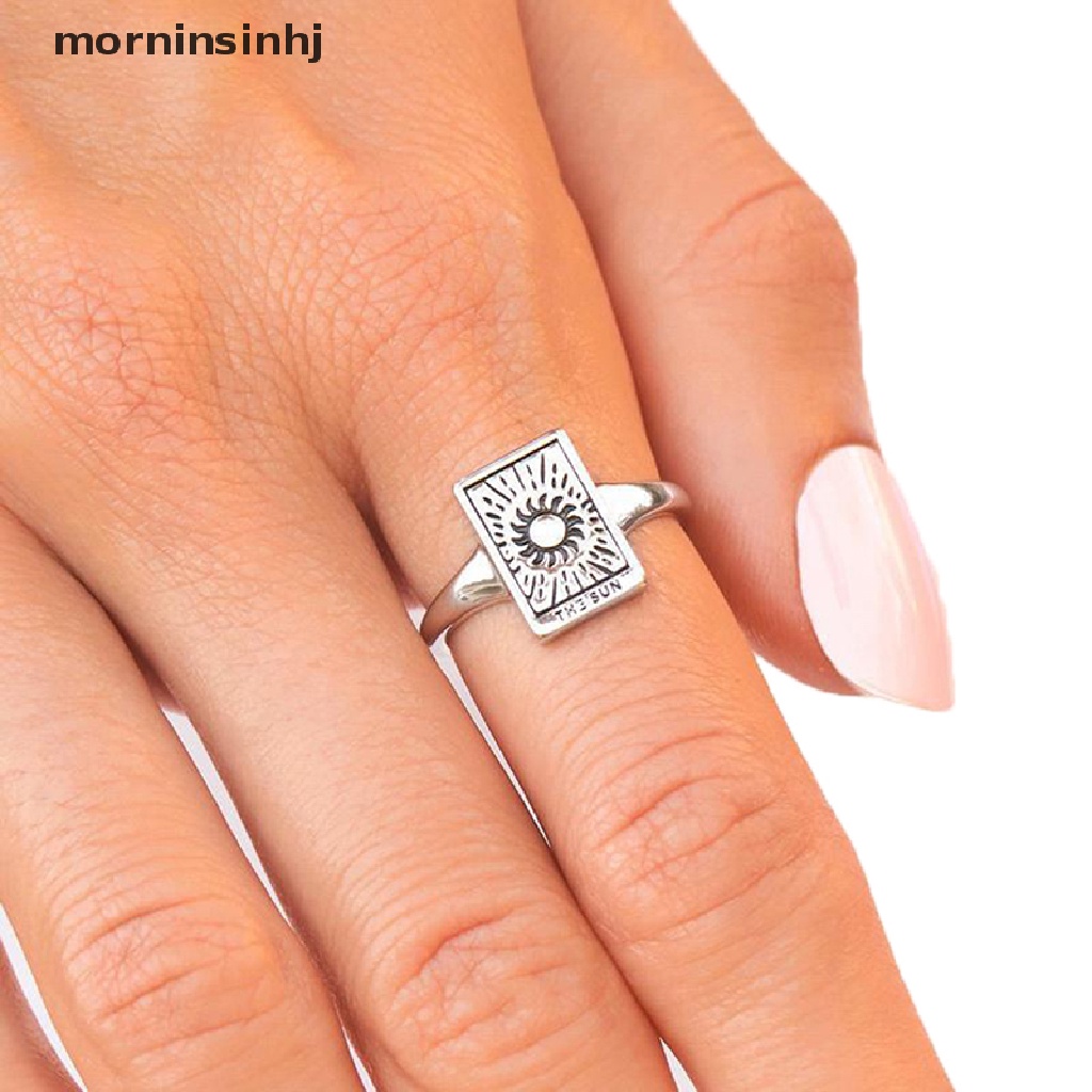 Cincin Terbuka Adjustable Model Kartu Mortarotbulanmatahari Untuk Wanita