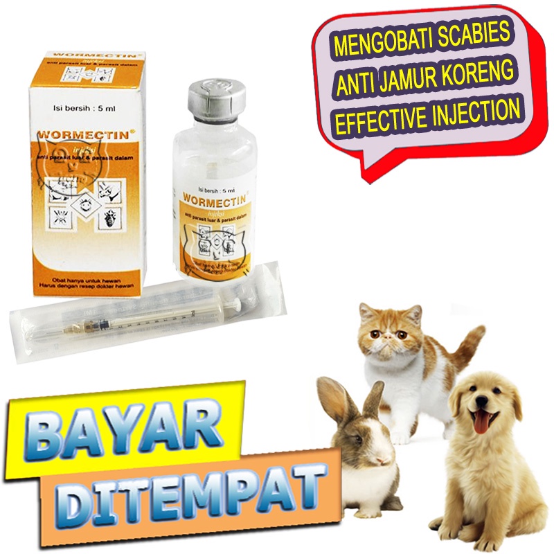 Wormectin 5 ml Obat Scabies Jamur Koreng Buduk Kelinci Kucing Anjing Hewan Suntik Injeksi