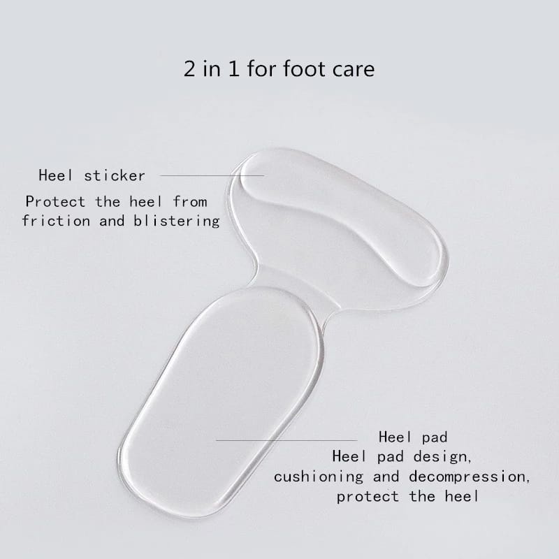 GEL TUMIT INVISIBLE BENTUK T SHAPE INSOLE TUMIT BENING PELINDUNG TUMIT BAHAN GEL BANTALAN KAKI INSOLE SEPATU WANITA