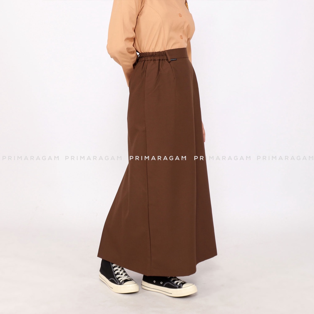 Primaragam Rok Pramuka Sma Span Panjang Belah Belakang Coklat Cokelat Pinggang Karet Smp