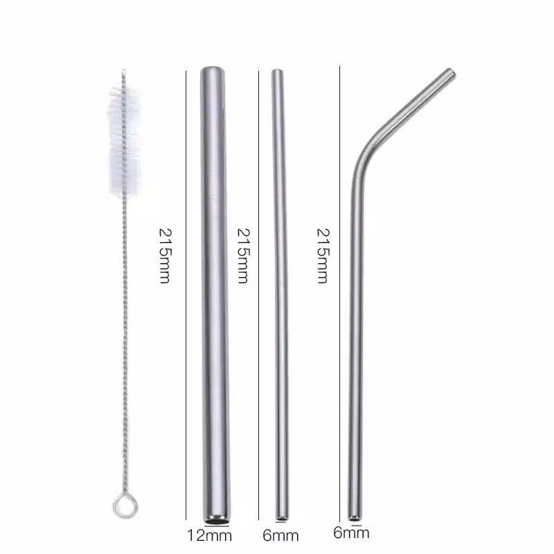 REUSABLE STAINLESS STRAW SET 5 SEDOTAN STAINLESS STELL SET