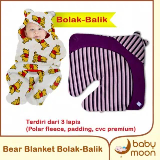 Bear blanket dita Selimut bayi lembut Bolak balik selimut fleece selimut anak jaket anak baby cape