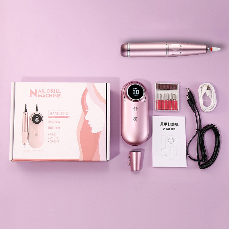 30000RPM Electric Nail Drill Machine 2 IN 1 Alat Kikir Kuku Elektrik Rechargeable Nail Drill Nail Gel Polisher For Manicure Nails Portable Power Bank
