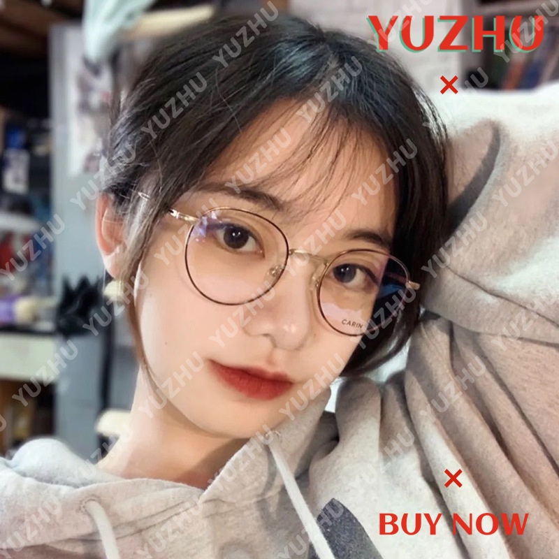 (YUZHU) Bayar di Tempat Korean Style Retro Bundar Besi Frame Kacamata Anti Blue Goggles Eyeglasses