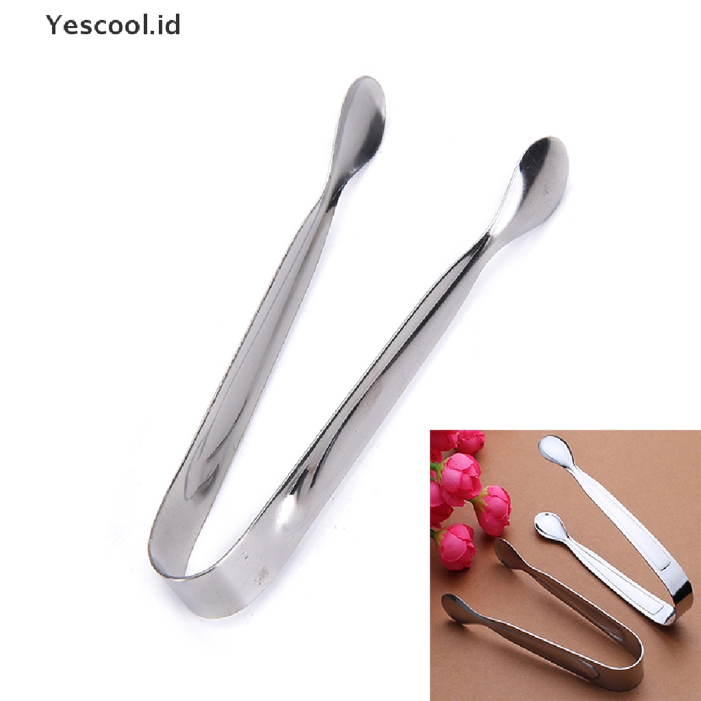 4 Sendok Penjepit Es Batu Gula Kopi Bahan Stainless Steel Warna Silver Untuk Dapur