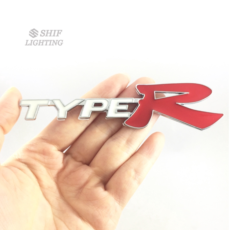 1Pc Stiker Emblem / Badge Logo typer Type R Bahan Metal untuk Bagasi Belakang Mobil