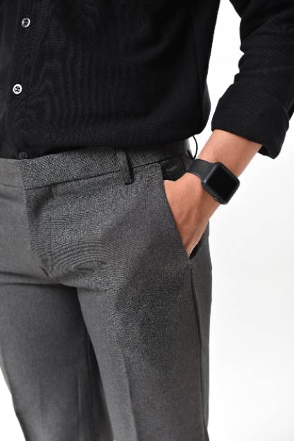 Celana formal/celana kantor/celana kerja/celana bahan slimfit Dark Grey(Abu Tua)