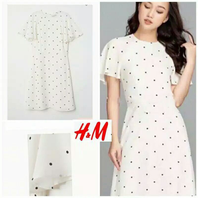 Dress Wanita H&amp;M Polkadot Ruffle Original Branded