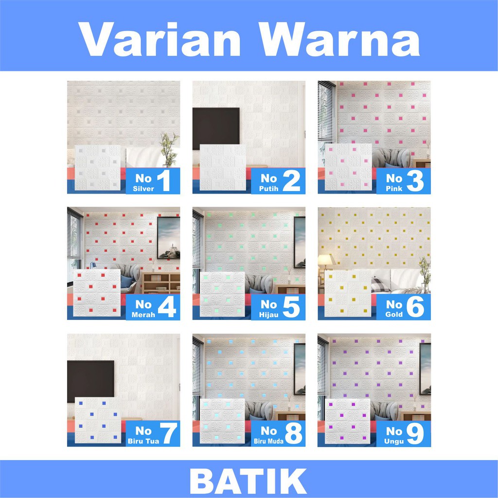 ♫ Megata ♫ A093 Wallpaper Dinding Foam 3D Motif Batu Bata Batik Gambar Anak Dekorasi Sticker Murah-BATIK