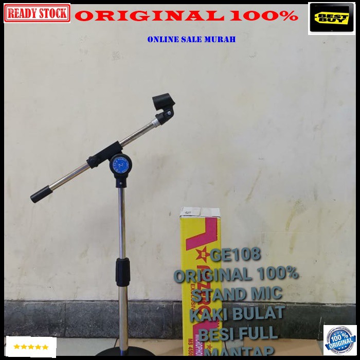 G108 ORIGINAL 100% stand mic standing mik besi kaki bulat pendek holder PEGANGAN microphone penyangga universal mikrophone tiang pegangan tripod asli gantungan hanger asli G108   BAHAN BESI  PIRINGAN BESI  Bisa segala MIC  Stand Mic Meja  tinggi 35-80 cm