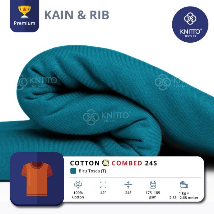 KAIN COTTON COMBED 24S BIRU TOSCA + RIB (BAHAN KAOS)