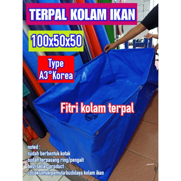 SPESIAL PROMO TERPAL KOLAM IKAN ukuran 100x50x50 Type A3 korea kolam terpal mini terpal kolam kotak 