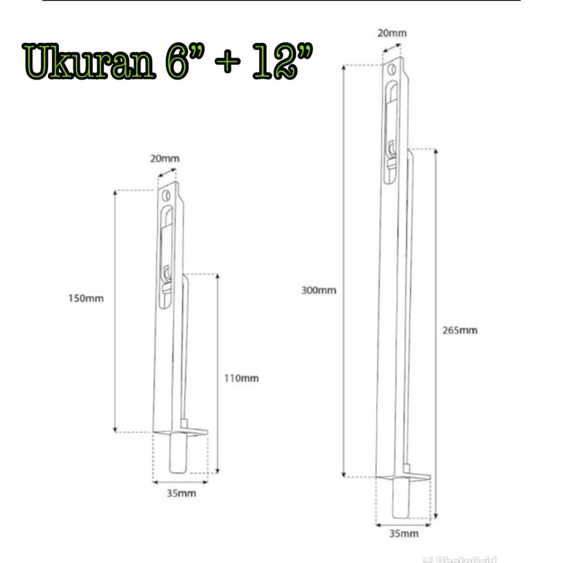 Grendel Tanam Flush Bolt 6” + 12” Inch + dust proof penutup grendel selot tanam pintu dua dobel bonus dust proof penutup grendel flust bolt penutup lubang grendel Selot Pintu Dobel/ grendel tanam 6 inch + 12 inch bonus flust bold penutup debu stainless