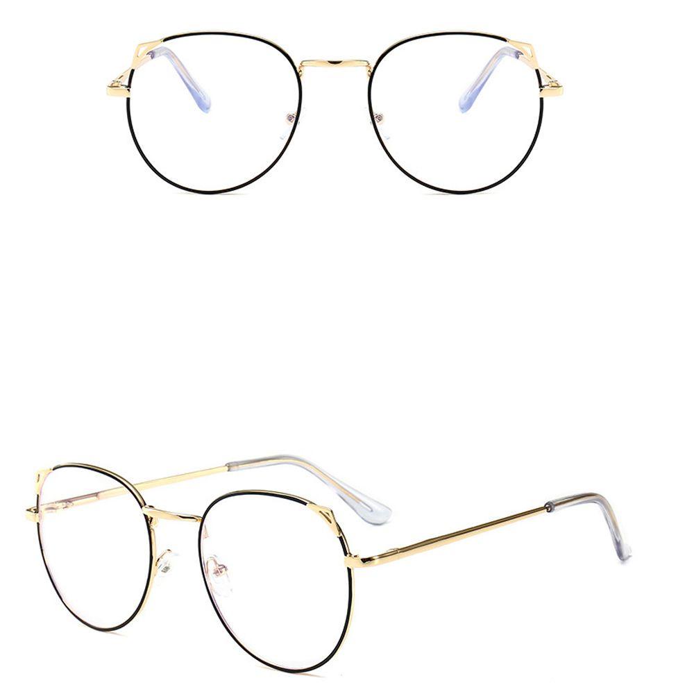 Mxbeauty Kacamata Anti Cahaya Biru Klasik Vintage Bentuk Telinga Kucing Frame Bingkai Logam Bulat Fashion Blue light blocking Komputer Eyeglasses