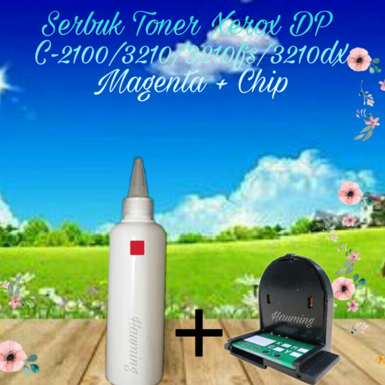 Serbuk Toner Fuji Xerox Docuprint DP C2100 C3210 C3210FS C3210DX C-2100 3210 3210FS Magenta + Chip