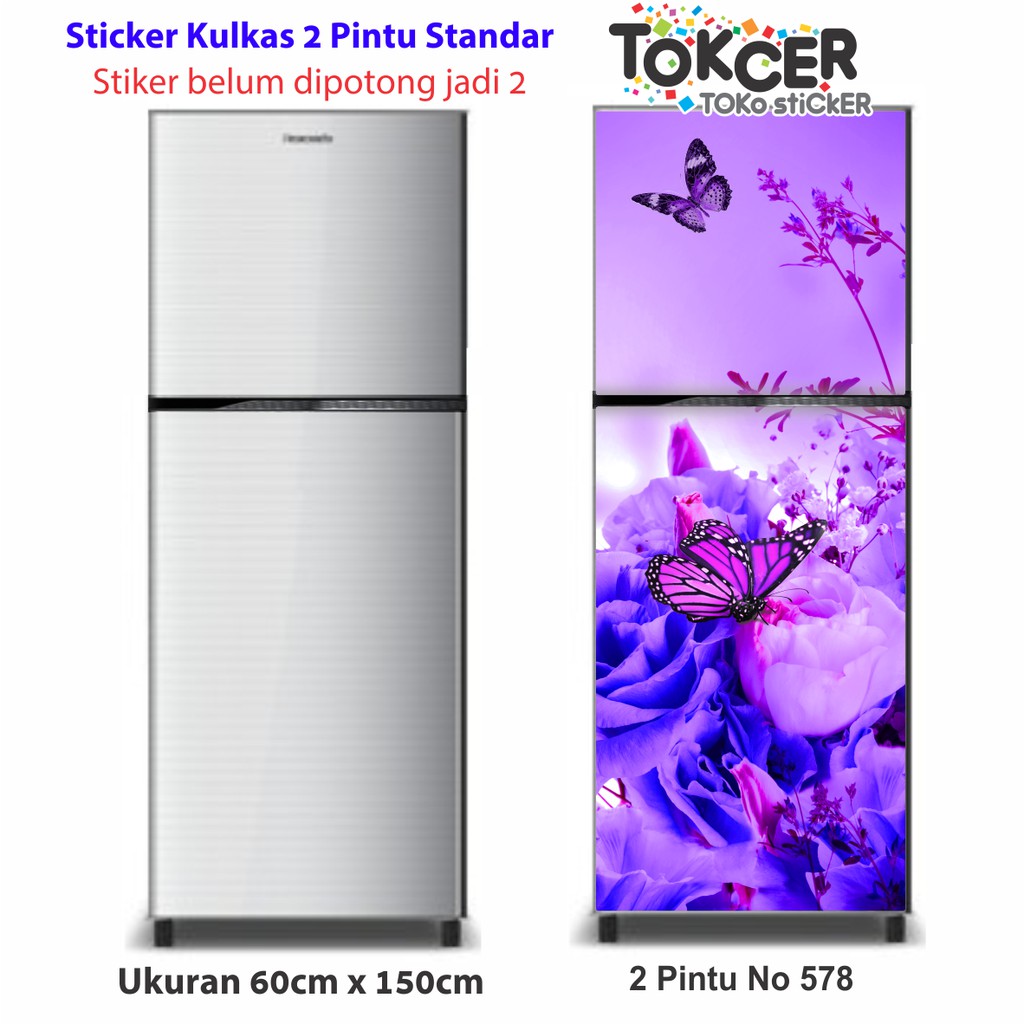 Stiker Kulkas 1 Pintu / 2 Pintu /Stiker Kompor/Stiker magicom Kupu2 UNGU