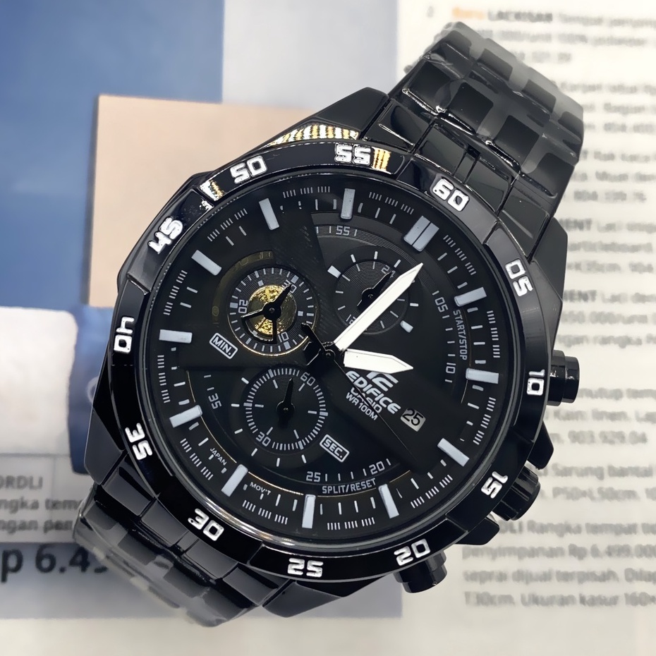 Jam Pria Edifice EFR 556 DY  HITAM stainless steel strap