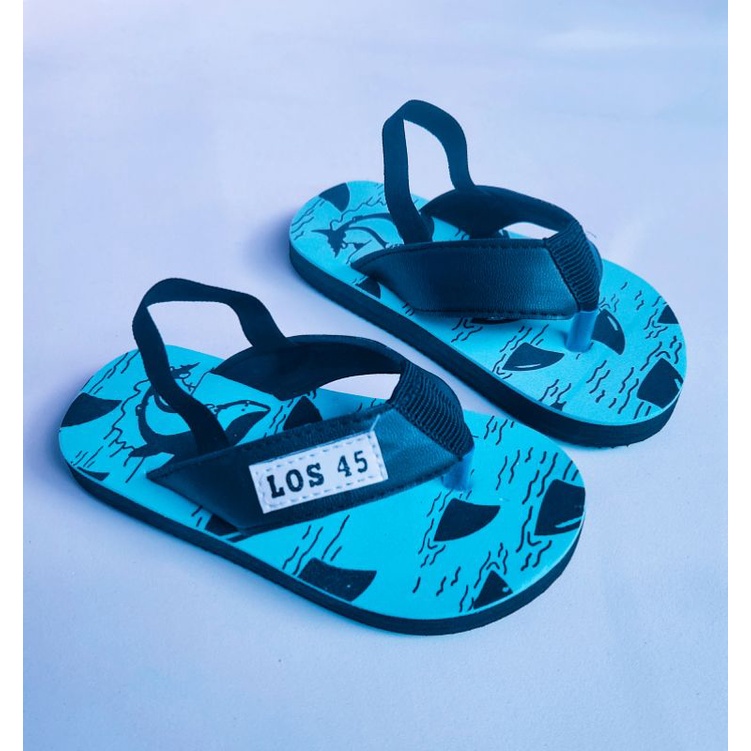 SHARK SEPATU SANDAL ANAK BABY TALI BELAKANG MOTIF LAUK BLUE TERBARU