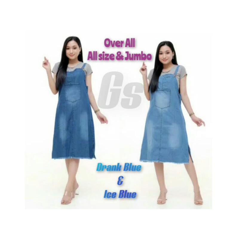 HIGHT WAIST JEANS KULOT WANITA PREMIUM FREE BELT / IKAT PINGGANG-Overr all
