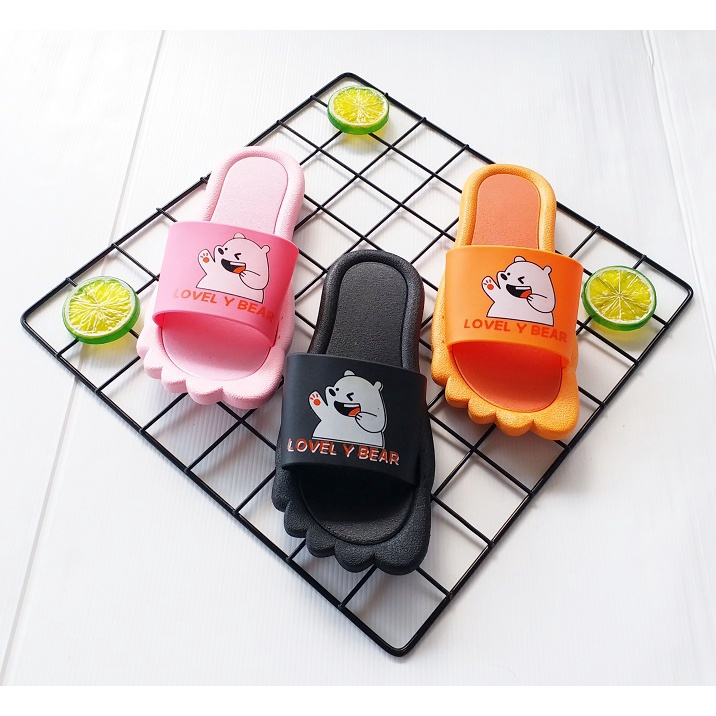 gof PUFFY Import LOVELY BEAR JARI Sandal Wanita Murah Slip Casual Teplek Sendal Cewek Flat