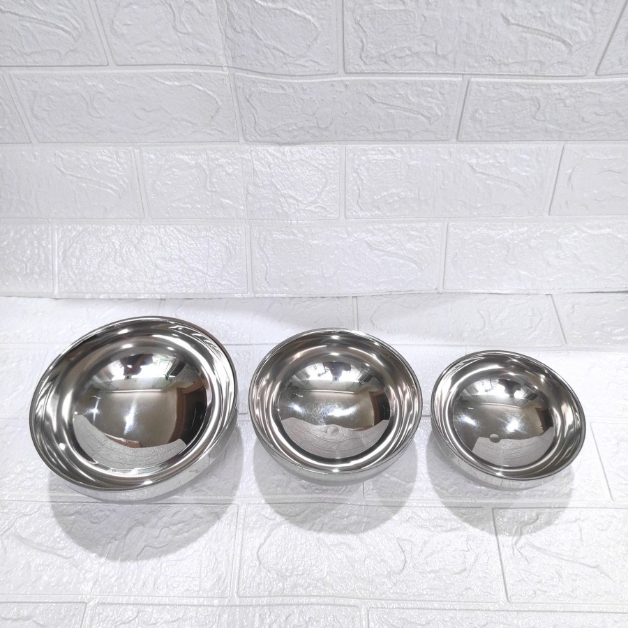 Mangkok Korea Stainless Steel Double Wall Bowl 12 14 16 cm Tahan Panas