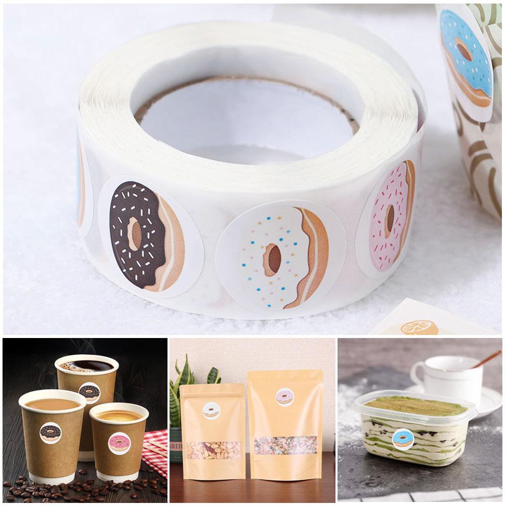 Populer 500pcs Stiker Donat Perekat Diri Pola Baking DIY Craft Roll Sticker