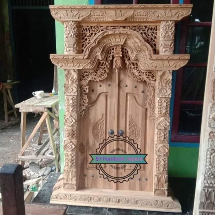1 set pintu jendela Gebyok jati mentahan full ukir Jepara