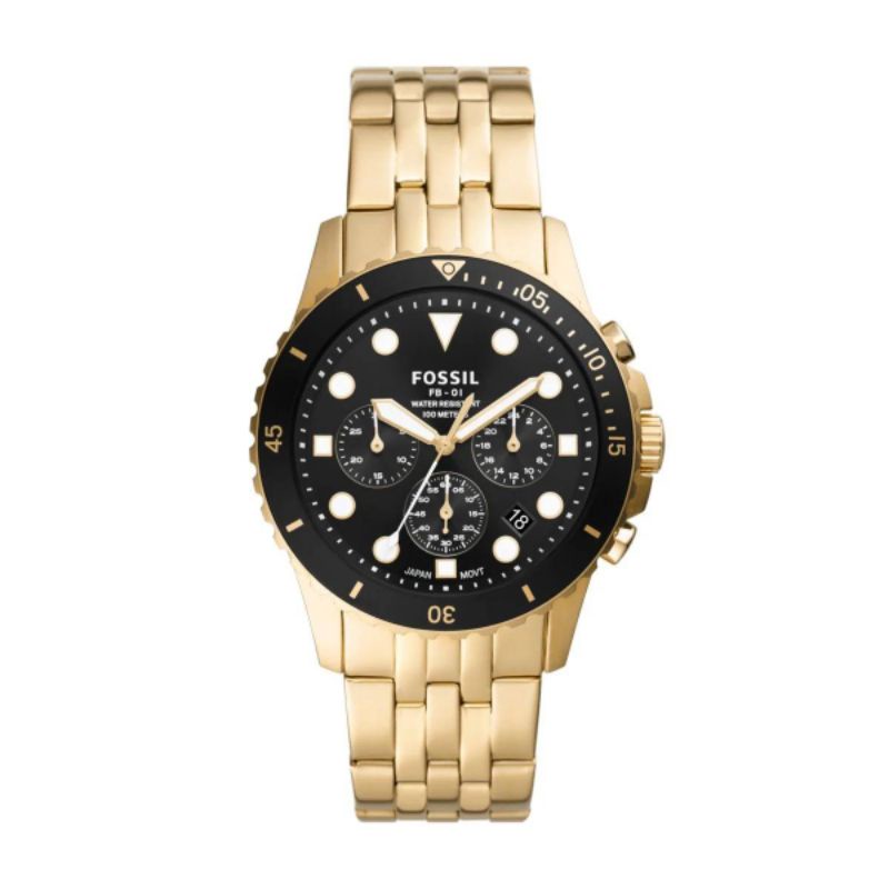 Fossil FB-01 Chronograph Gold Stainless Steel Watch Original - FS5836 - Jam Tangan Pria - Fossil