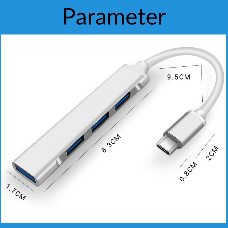 4 in 1 Hub USB 3.0 Kecepatan Tinggi Ke Tipe C USB 3.0