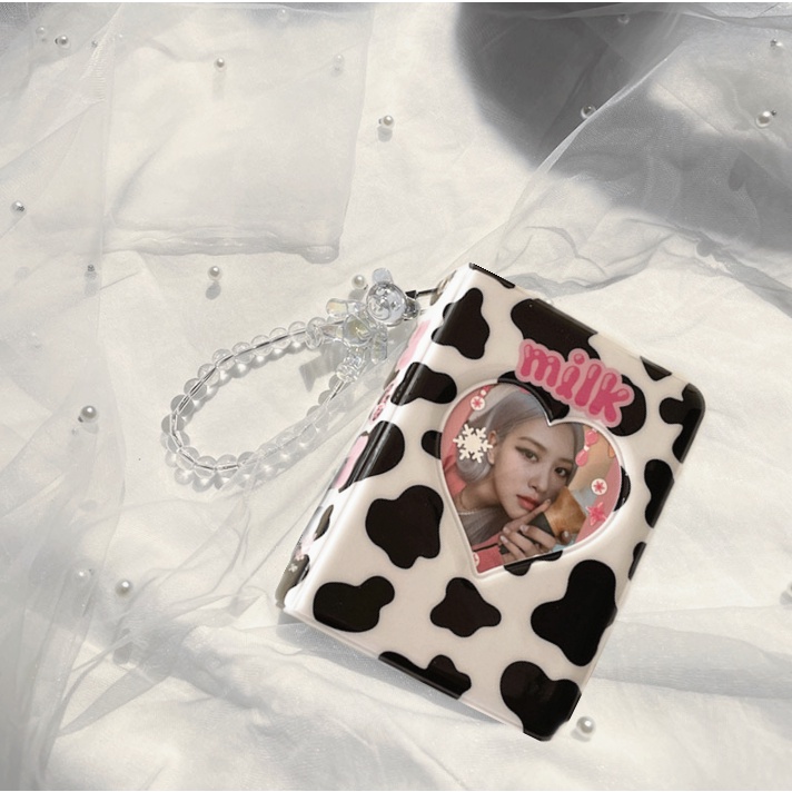 Mini 3 Inch Heart Photo Album with 20pcs Sleeves Bags Cute Pudding Bear Storage Card Bag Postcards Collect Photo Album Organizer