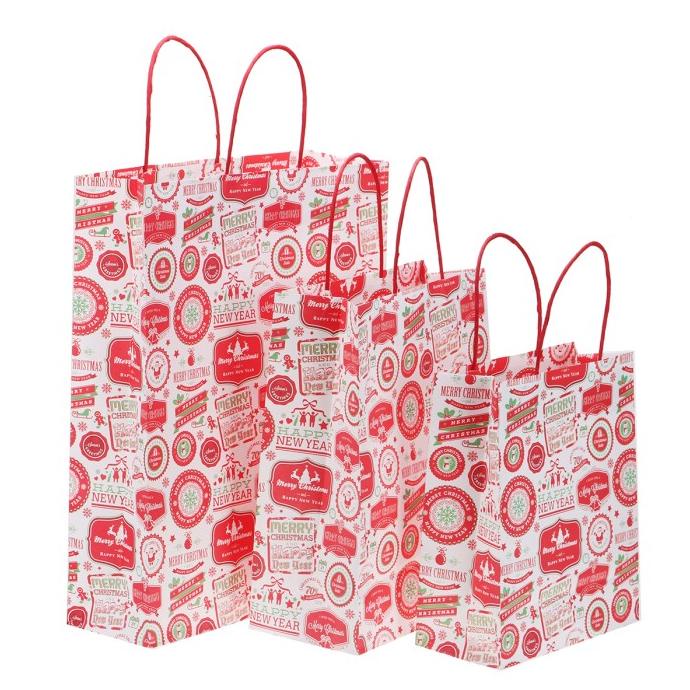 

GETNOW 12PCSLOT CHRISTMAS KRAFT PAPER BAG SANTA GIFT BAG CANDY BAG DGFXG6563