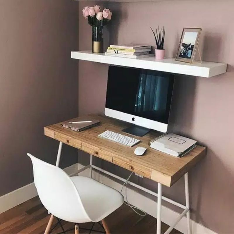 Rak hiasan dekorasi ambalan dinding 120x25 buku kosmetik tempat bumbu dapur sepatu kamar kayu  susun