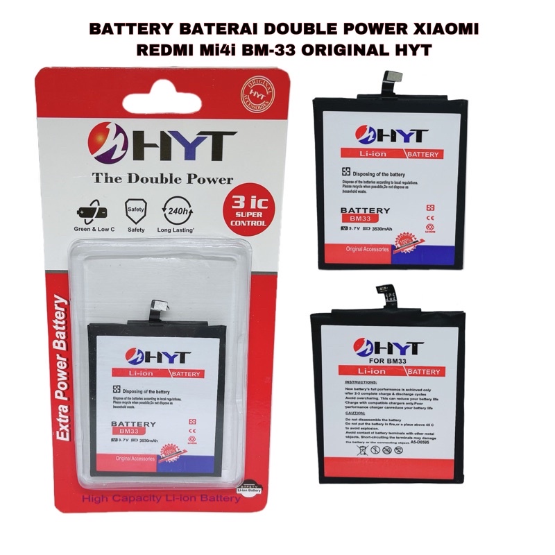 BATTERY BATERAI DOUBLE POWER XIAOMI REDMI MI4I BM-33 ORIGINAL HYT