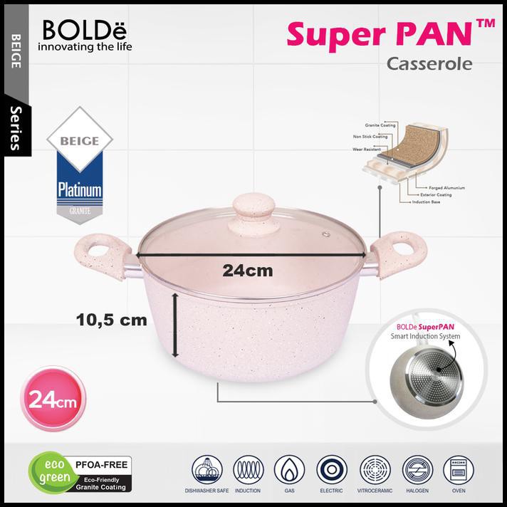 Panci Pot BOLDe Super Pan 24 Inch Casserole + Tutup Gelas Granite Caserole Sup Pan