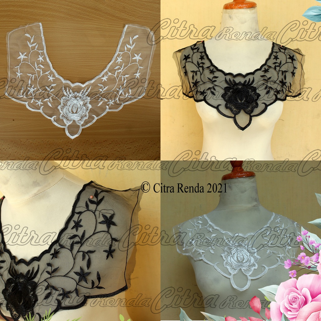 (Per Pcs) AP211 Aplikasi Kerah Bordir Aplikasi Leher Cantik