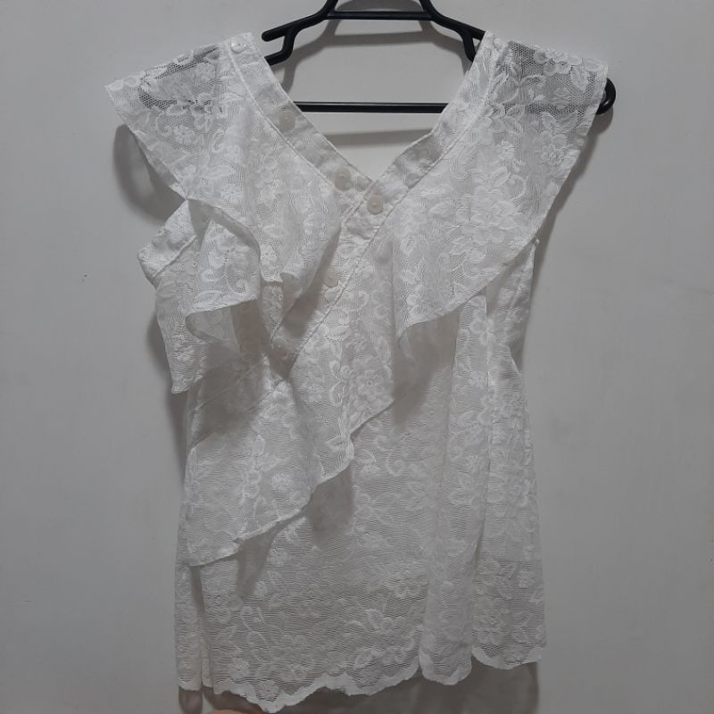 Atasan Putih Brokat Renda Top Wanita