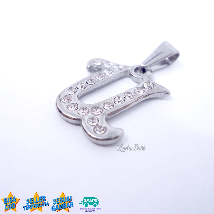 Lovelybutik - Liontin Titanium Anti Karat Liontin Huruf U Klasik Emas Silver