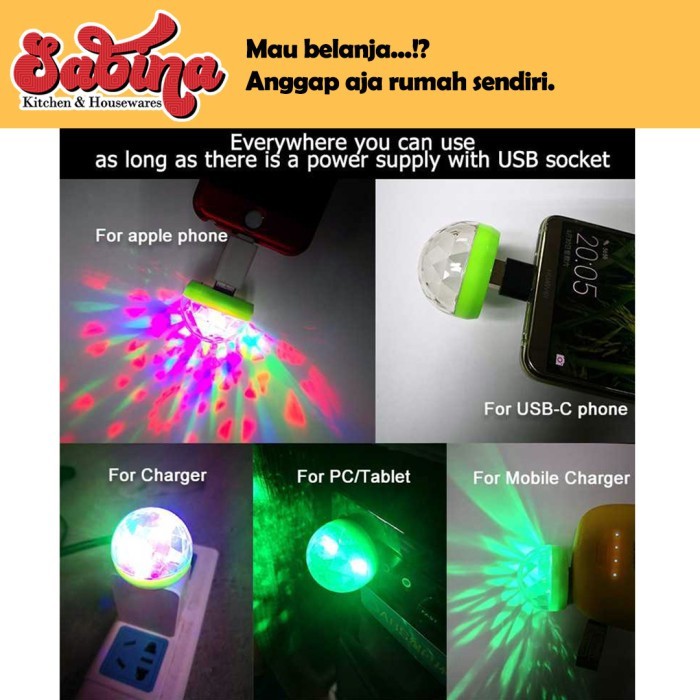 Lampu Magic Ball Lampu LED RGB USB Atmospere DJ Light Sound Control