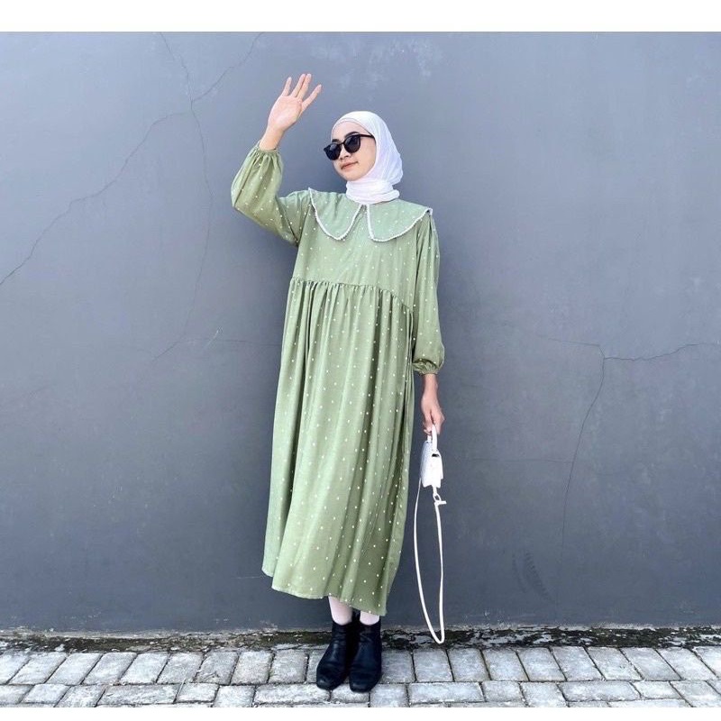 dress / polka dress / dress wanita / gamis wanita / dress wanita muslim / gamis