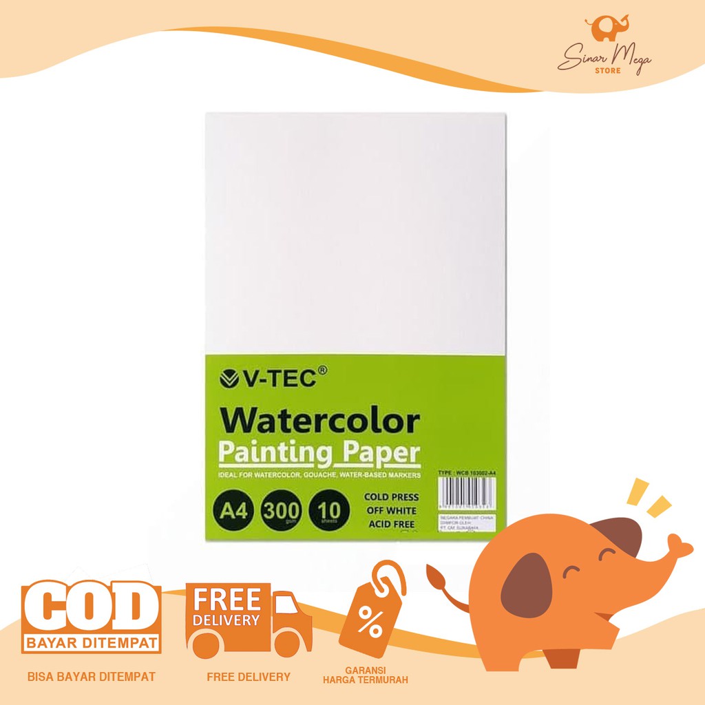

V-Tec VTec Watercolor Painting Paper A4 300gsm / Kertas Buku Gambar Cat Air Murah Berkualitas