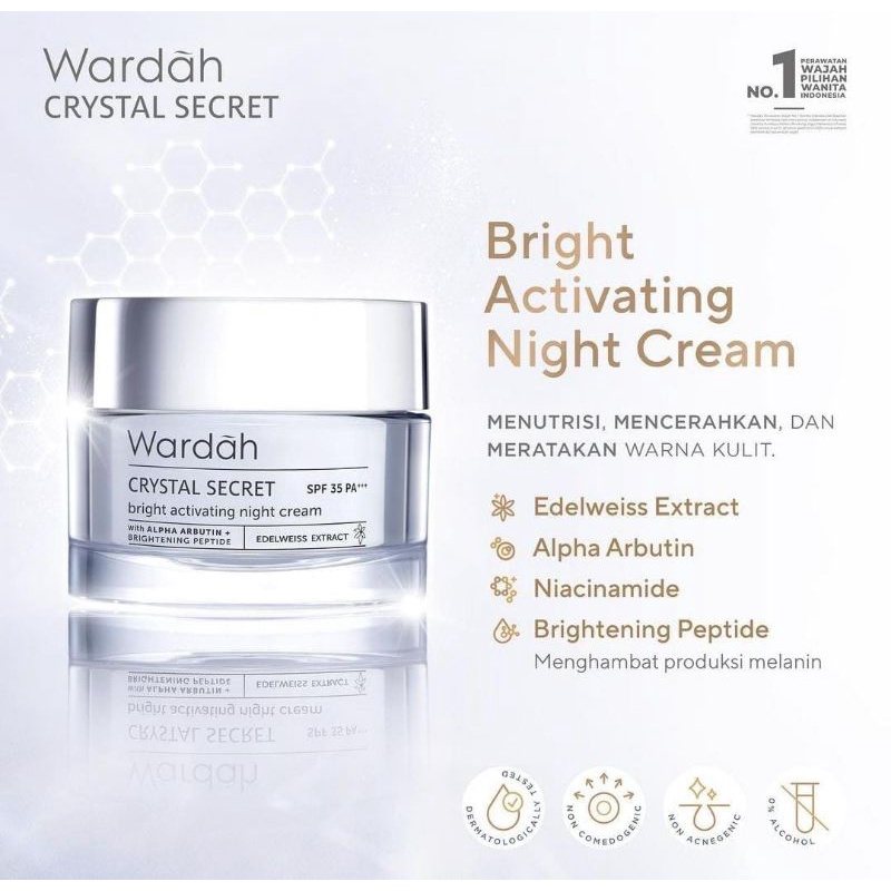 WARDAH CRYSTAL SECRET BRIGHT ACTIVATING NIGHT CREAM - 30gr