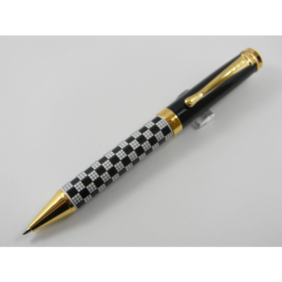 

Black And White Chessboard BallPoint Metal Pen - Pulpen - Bolpen