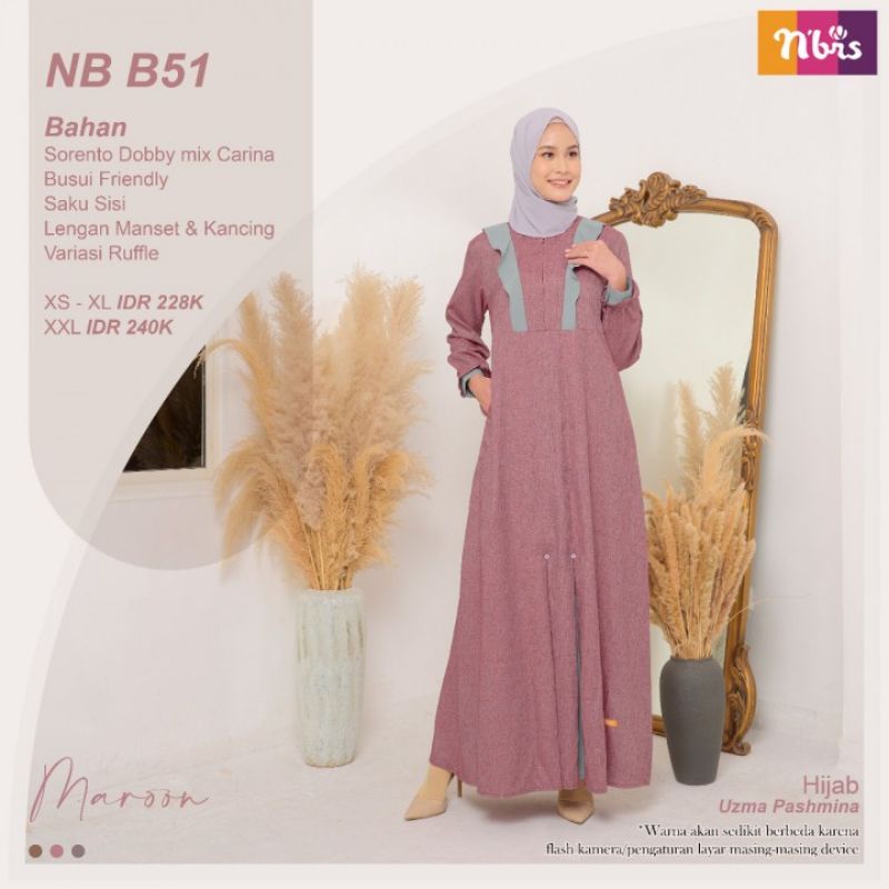 gamis nibras casual dress muslim nb b51 original branded premium