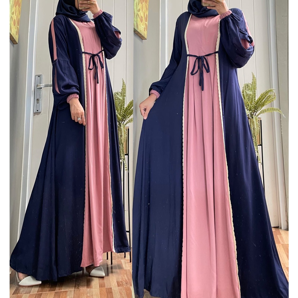 GAMIS SULTAN DRESS POLOS KOMBINASI WARNA LIST RENDA