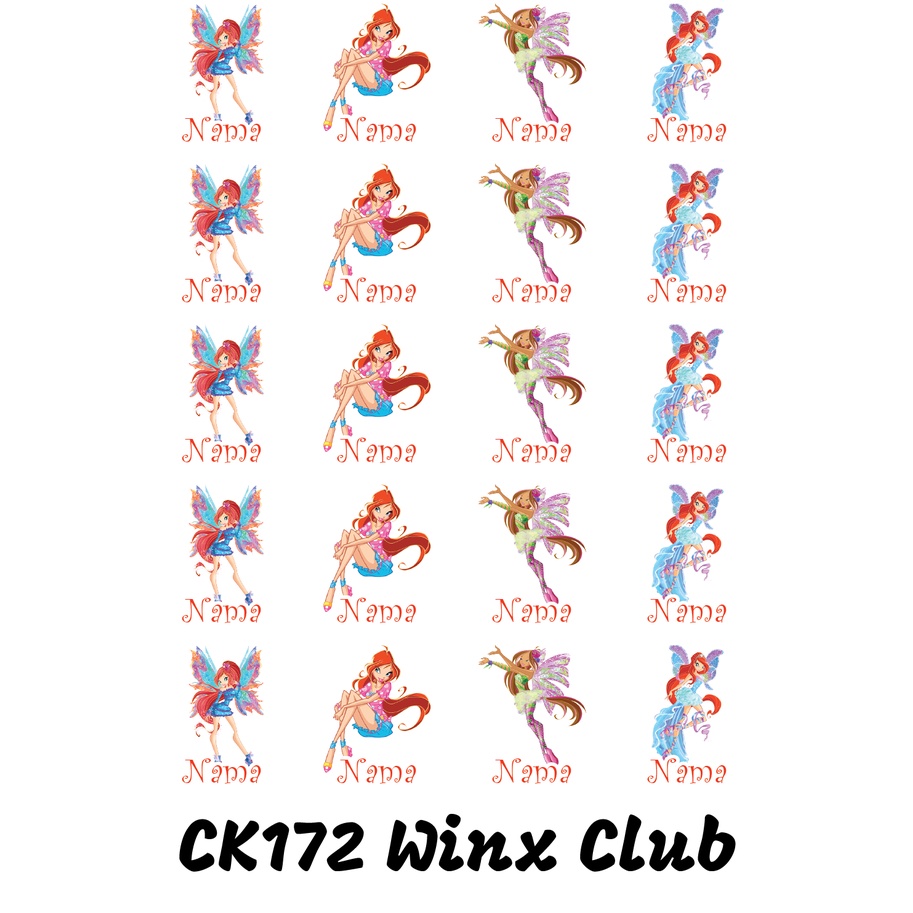 

Sticker Nama Cutting Label Waterproof Tahan Air Winx Club C (CK172)