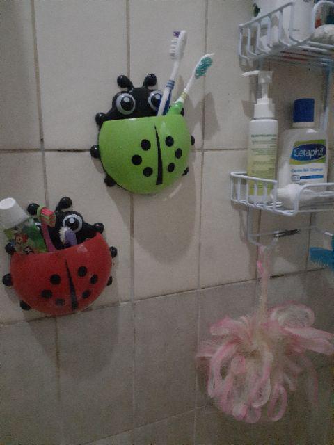 Tempat Sikat Gigi Kumbang Lady Bug Organizer Odol Tooth Brush Holder