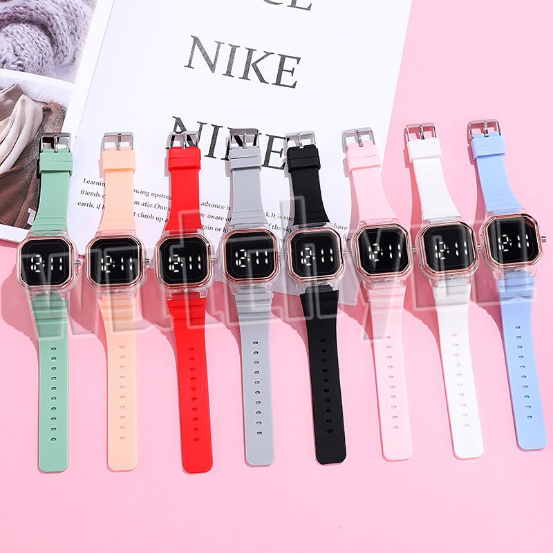 Watchyou Jam Tangan Electronic Square Led Wanita / Pria Small Square Student Sports Watches