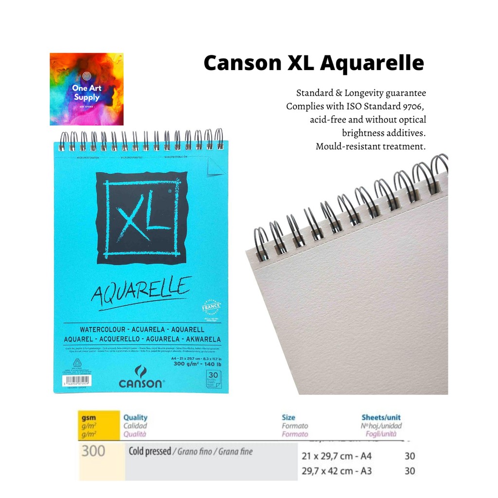 

Canson XL Aquarelle / Watercolour A4 30 Sheets 300 gsm