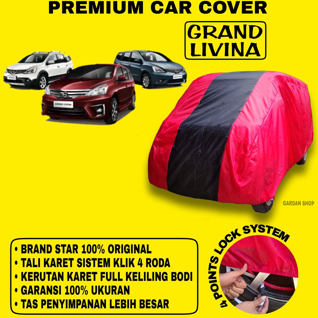 Body Cover GRAND LIVINA MERAH HITAM Penutup Bodi Mobil Grand Livina Waterproof PREMIUM